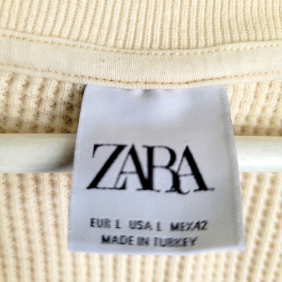 ZARA Men's Knit Sweater Vest Size Large in Beige - Picture 8 of 9